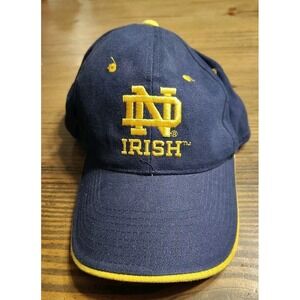 Notre Dame Irish Signatures Cap/Hat Blue Gold Adjustable University Logo Y2K